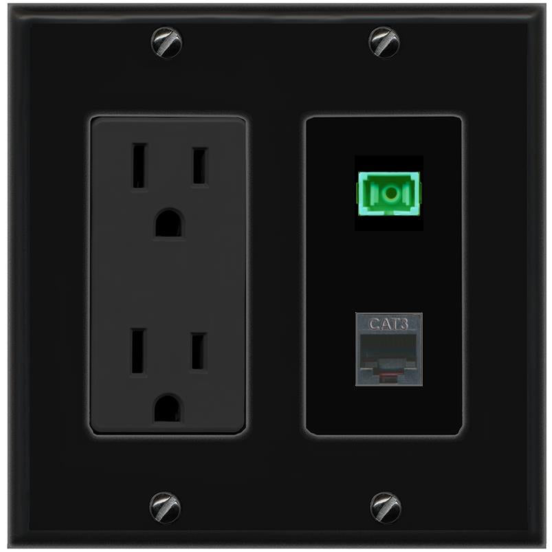 1 PHONE 1 SC-APC-Simplex Wall Plate [Black]