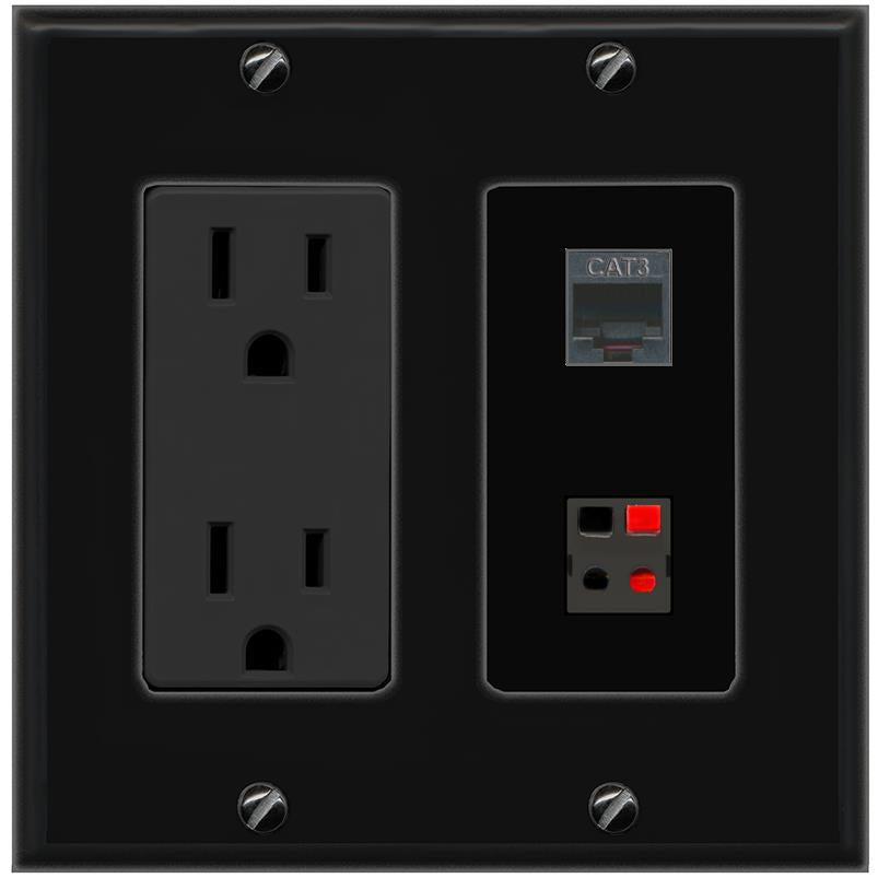 1 PHONE 1 SPEAKER Wall Plate [Black]