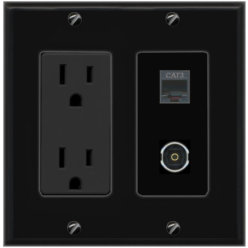 1 PHONE 1 TOSLINK Wall Plate [Black]