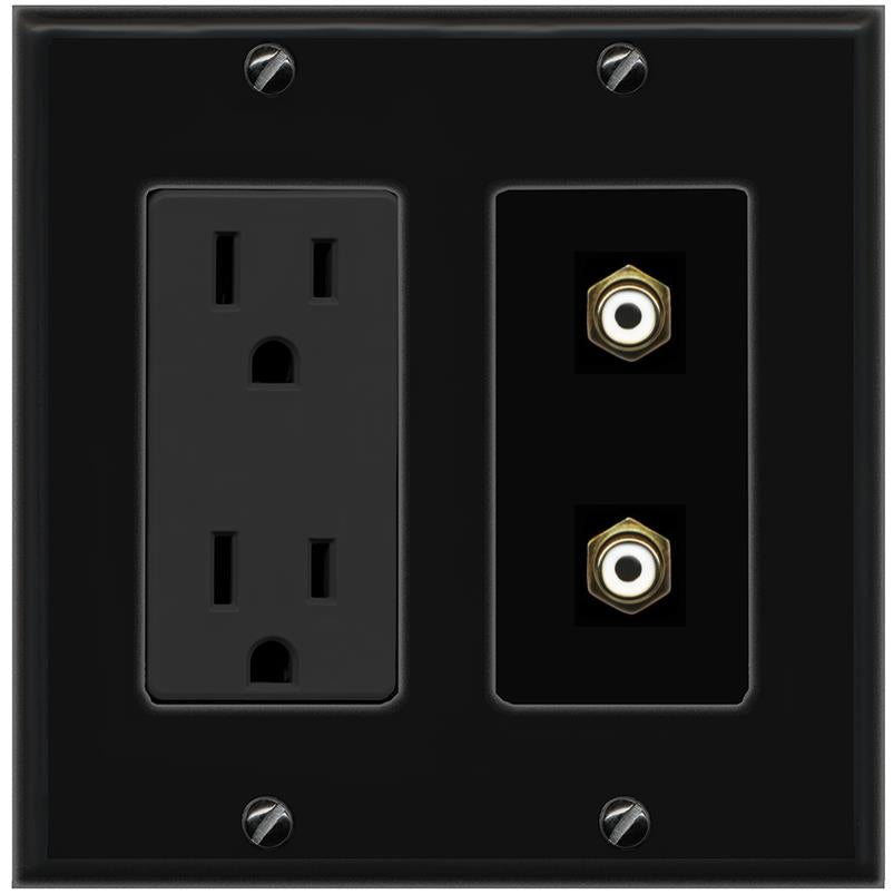 2 RCA Wall Plate [Black]