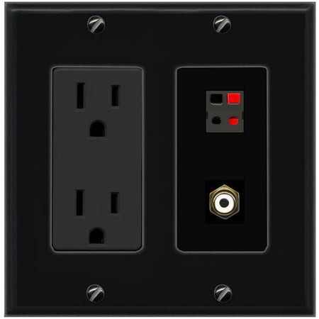 1 RCA 1 SPEAKER Wall Plate [Black]