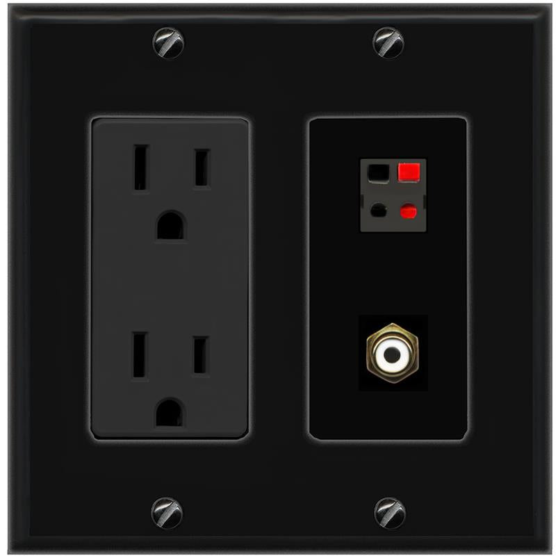 1 RCA 1 SPEAKER Wall Plate [Black]