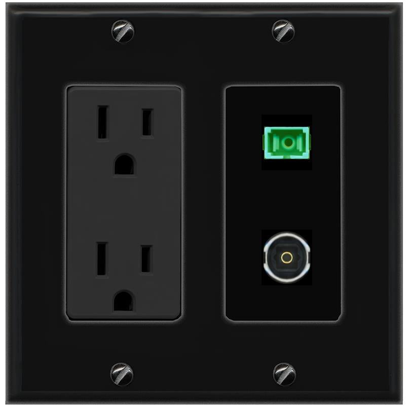 1 SC-APC-Simplex 1 TOSLINK Wall Plate [Black]