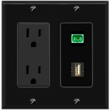 1 SC-APC-Simplex 1 USB2 Wall Plate [Black]