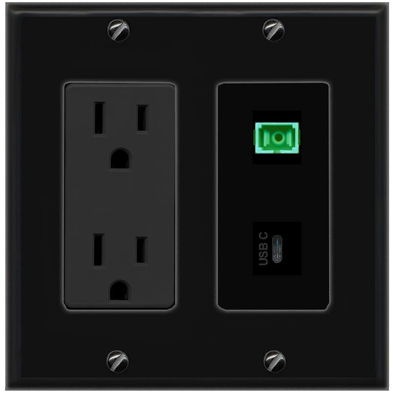 1 SC-APC-Simplex 1 USBC Wall Plate [Black]