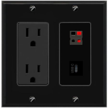 1 SPEAKER 1 USBC Wall Plate [Black]
