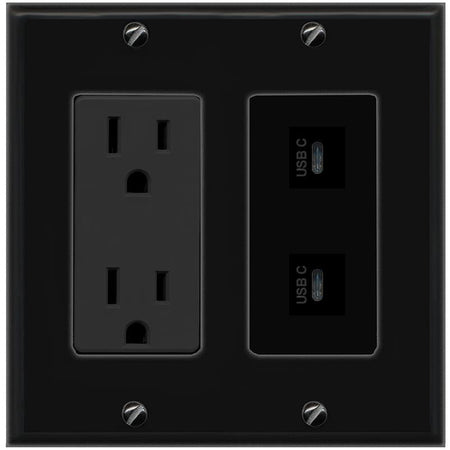 2 USBC Wall Plate [Black]
