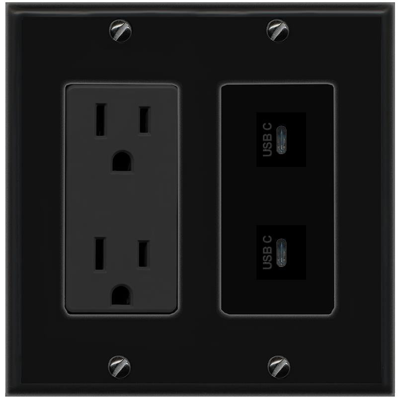 2 USBC Wall Plate [Black]