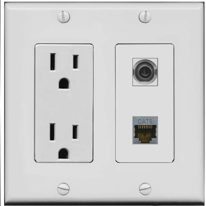 3.5mm CAT6-SHIELDED Wall Plate [Gray]