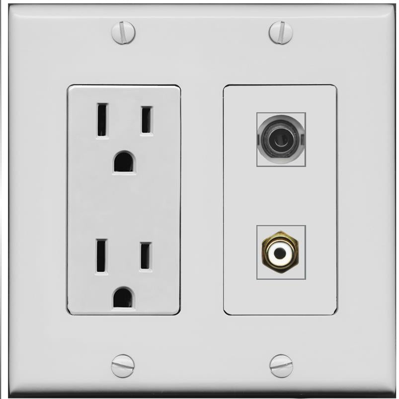 3.5mm RCA-WHITE Wall Plate [Gray]