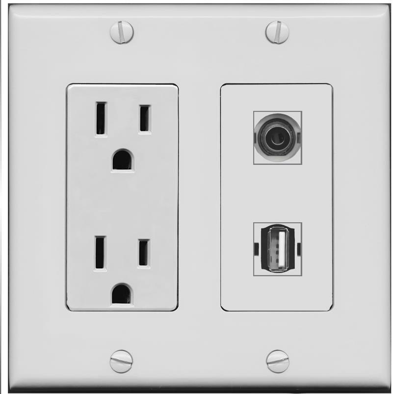 3.5mm USB2 Wall Plate [Gray]