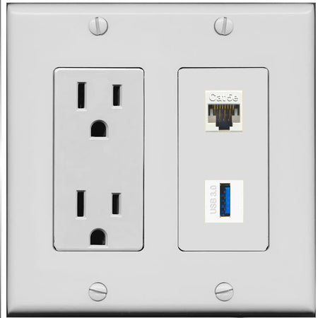 CAT5E USB-3 Wall Plate [Gray]