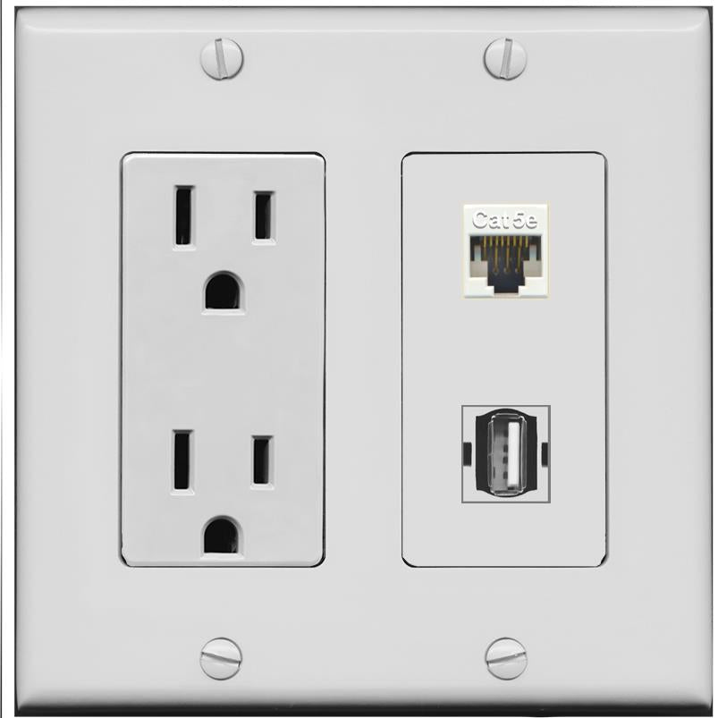 CAT5E USB2 Wall Plate [Gray]