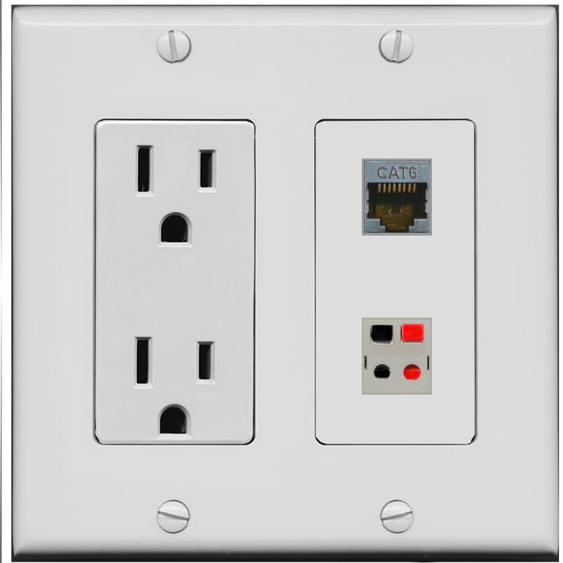 CAT6-SHIELDED SPEAKER Wall Plate [Gray]
