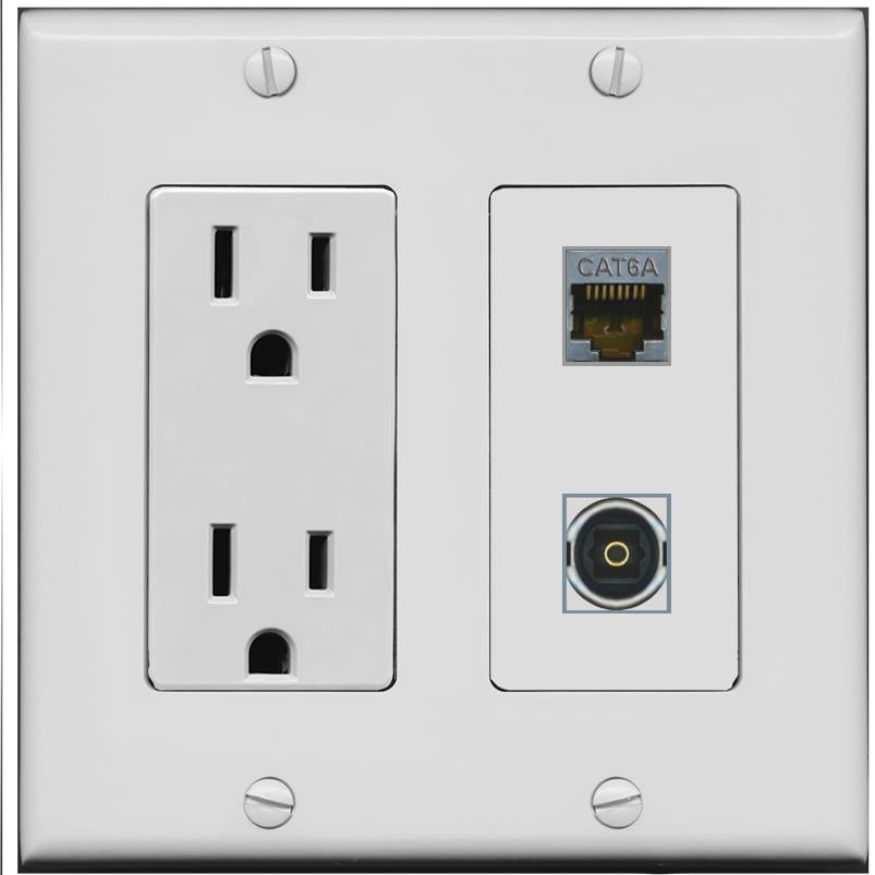 CAT6A TOSLINK Wall Plate [Gray]