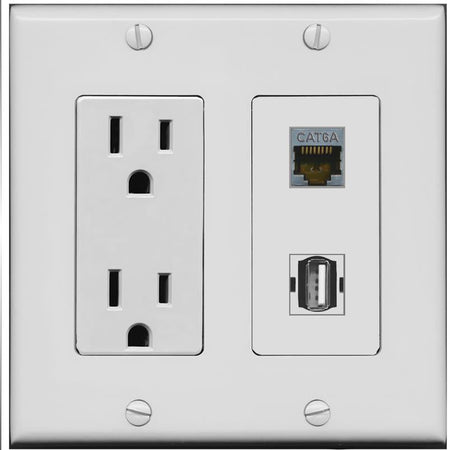 CAT6A USB2 Wall Plate [Gray]