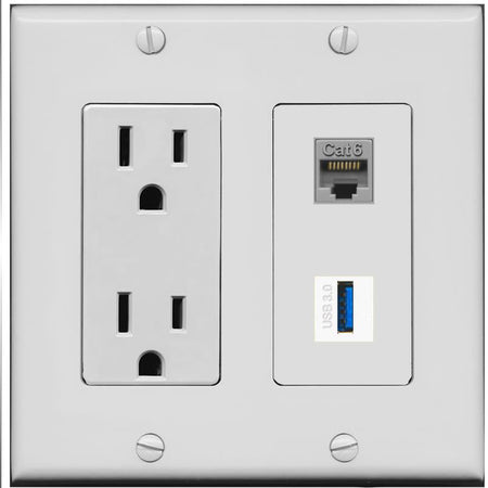 CAT6 USB-3 Wall Plate [Gray]