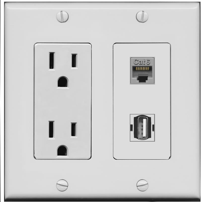 CAT6 USB2 Wall Plate [Gray]
