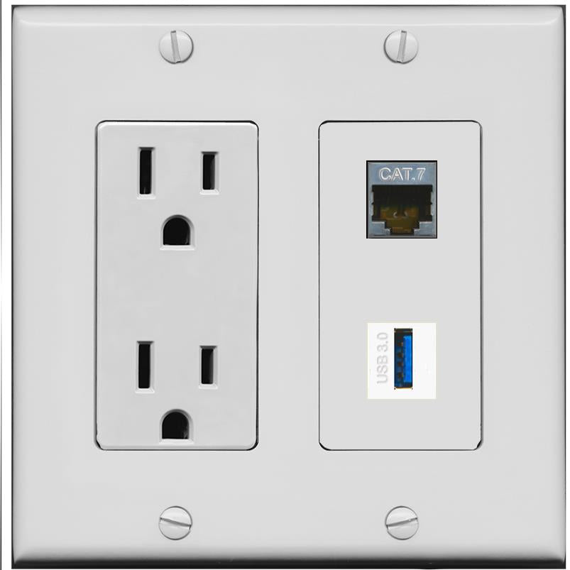 CAT7 USB-3 Wall Plate [Gray]