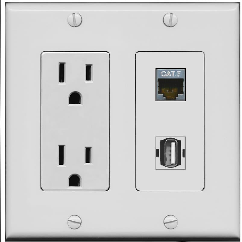 CAT7 USB2 Wall Plate [Gray]