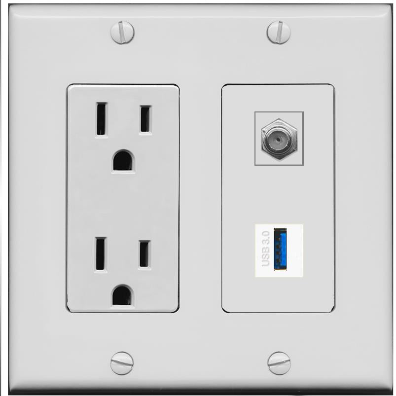 COAX USB-3 Wall Plate [Gray]