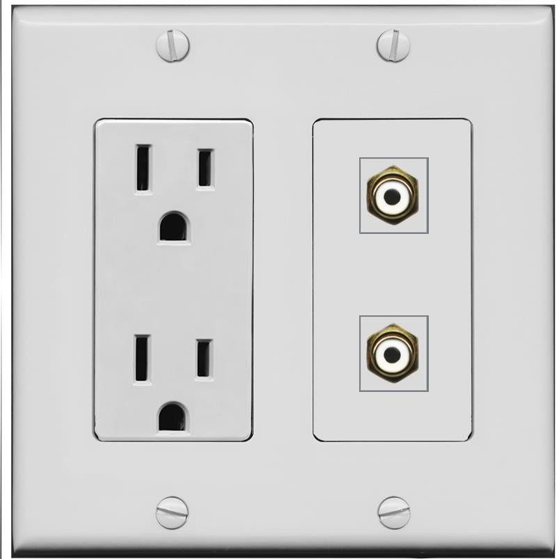 2 RCA-WHITE Wall Plate [Gray]