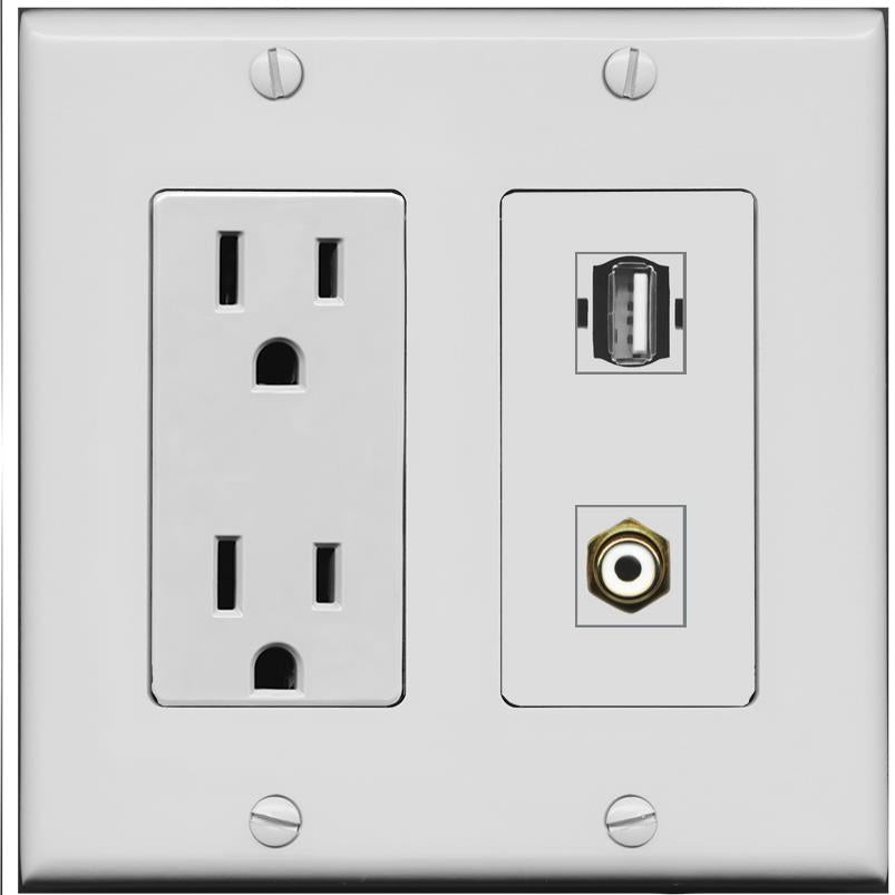 RCA-WHITE USB2 Wall Plate [Gray]