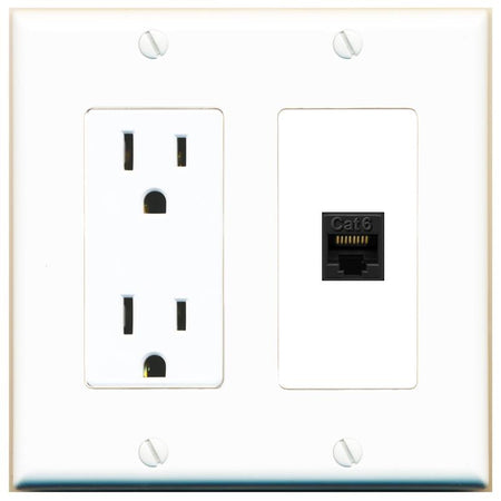CAT6-BLACK Wall Plate [White]