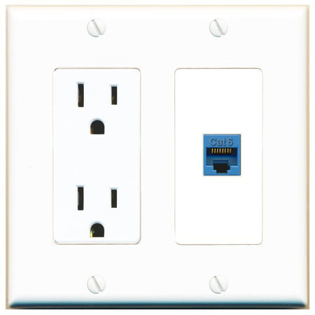 CAT6-BLUE Wall Plate [White]