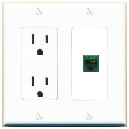 CAT6-GREEN Wall Plate [White]