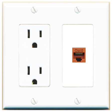 CAT6-ORANGE Wall Plate [White]
