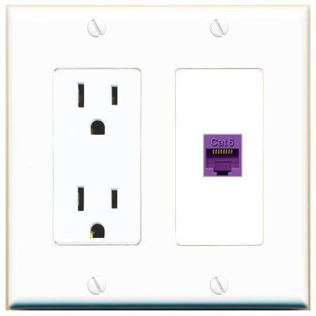 CAT6-PURPLE Wall Plate [White]