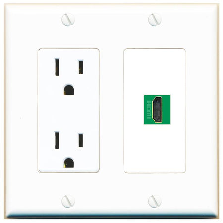 HDMI-GREEN Wall Plate [White]