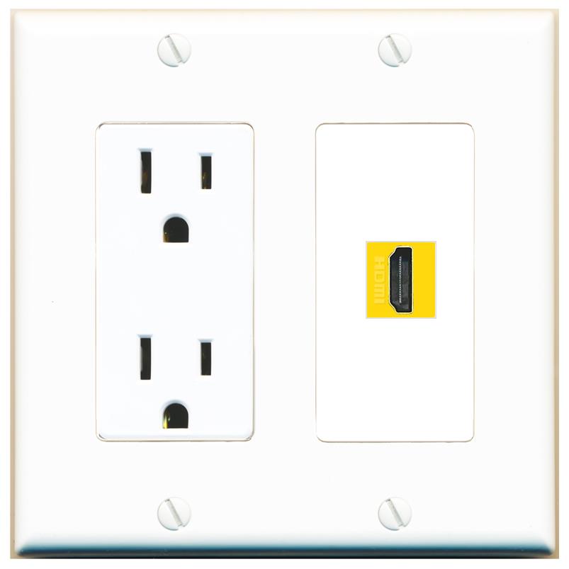 HDMI-YELLOW Wall Plate [White]