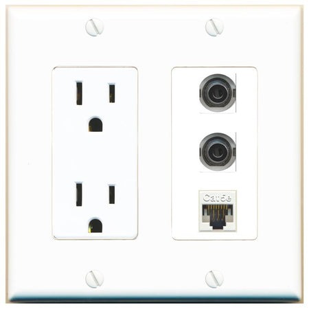 2 3.5mm 1 CAT5E Wall Plate [White]