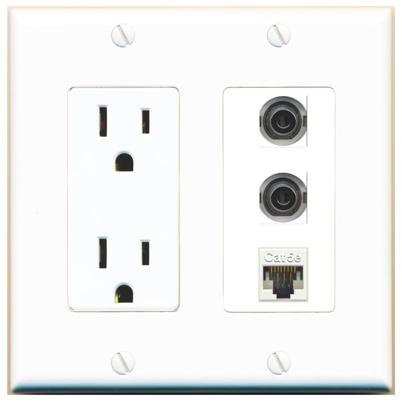 2 3.5mm 1 CAT5E Wall Plate [White]
