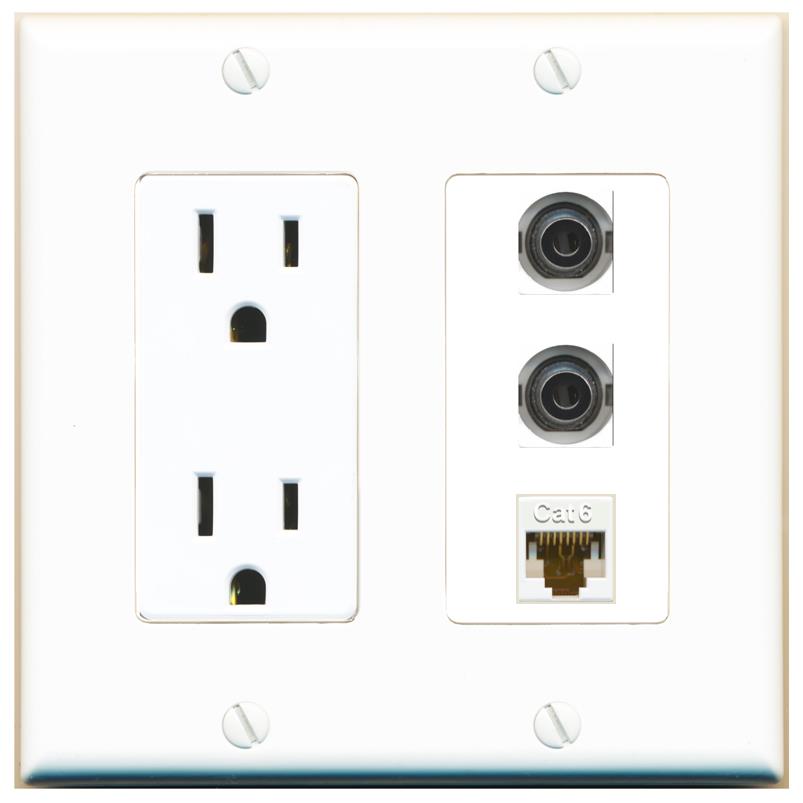 2 3.5mm 1 CAT6 Wall Plate [White]