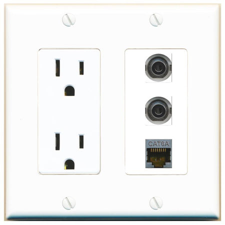 2 3.5mm 1 CAT6A Wall Plate [White]