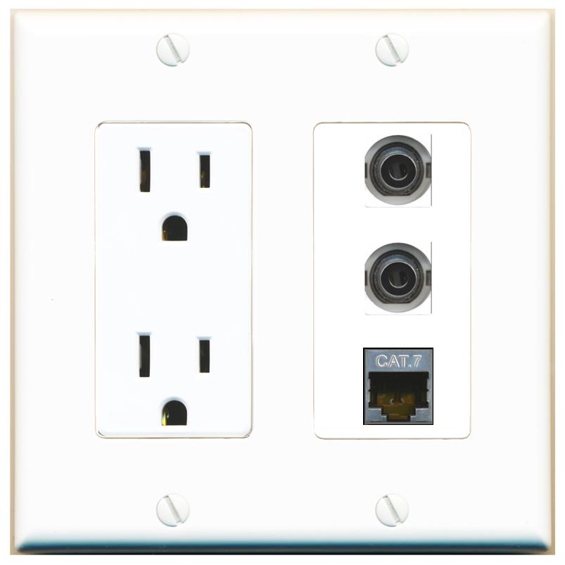 2 3.5mm 1 CAT7 Wall Plate [White]