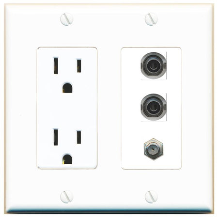 2 3.5mm 1 COAX Wall Plate [White]