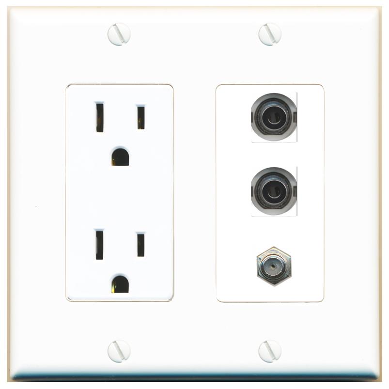 2 3.5mm 1 COAX Wall Plate [White]