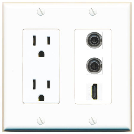2 3.5mm 1 HDMI Wall Plate [White]
