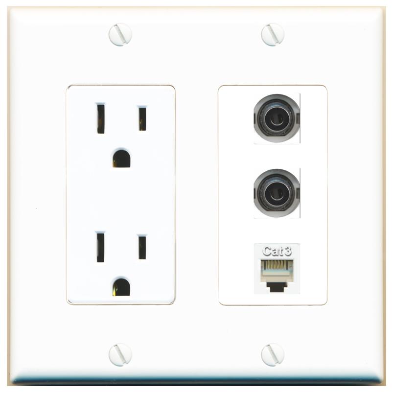 2 3.5mm 1 PHONE Wall Plate [White]