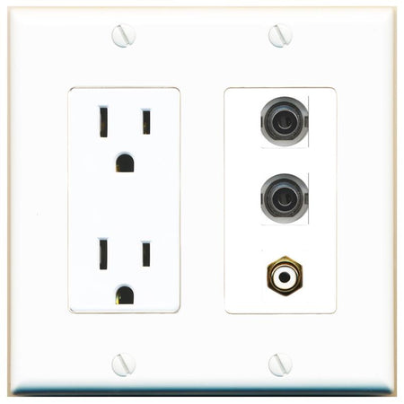 2 3.5mm 1 RCA-WHITE Wall Plate [White]