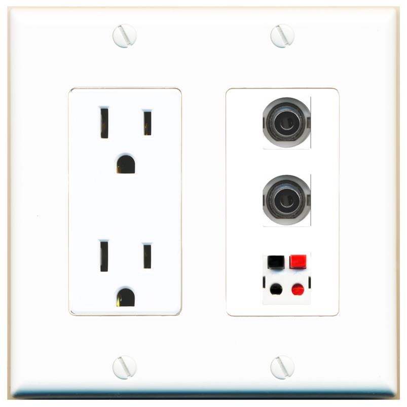 2 3.5mm 1 SPEAKER Wall Plate [White]