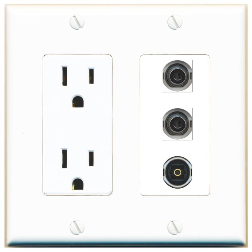 2 3.5mm 1 TOSLINK Wall Plate [White]