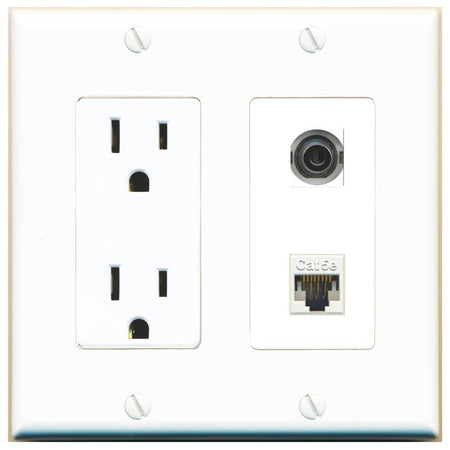 3.5mm CAT5E Wall Plate [White]