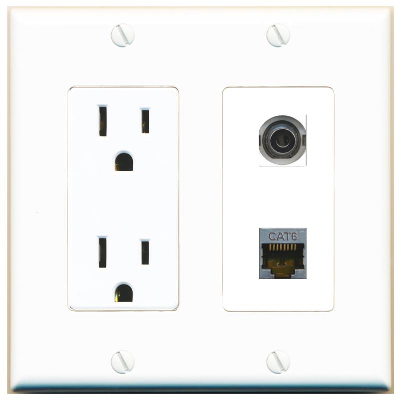 3.5mm CAT6-SHIELDED Wall Plate [White]