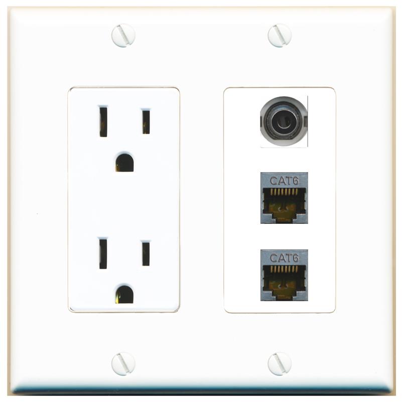 1 3.5mm 2 CAT6-SHIELDED Wall Plate [White]