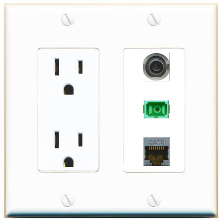 1 3.5mm 1 CAT6-SHIELDED 1 SC-APC-SX Wall Plate [White]